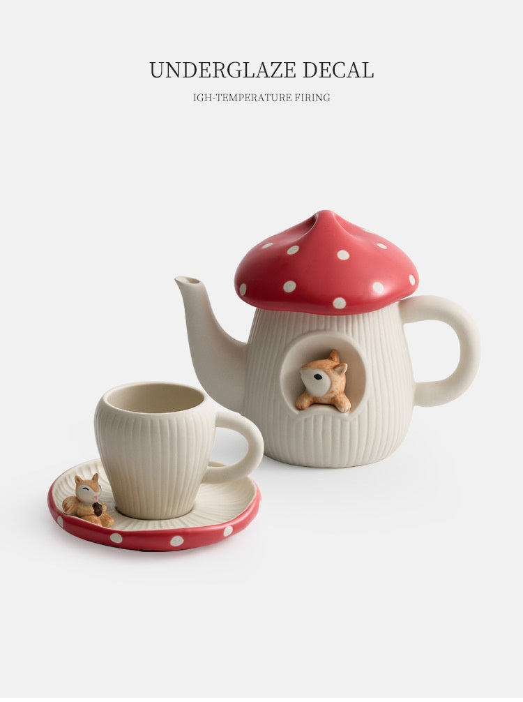 Mushroom Ceramic Tea Kettle Coffee Set