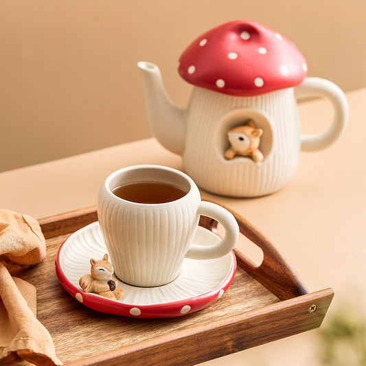 Mushroom Ceramic Tea Kettle Coffee Set