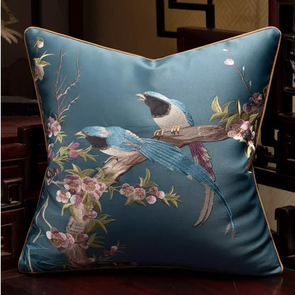 Luxurious Embroidered Cuckoo Pillow Case