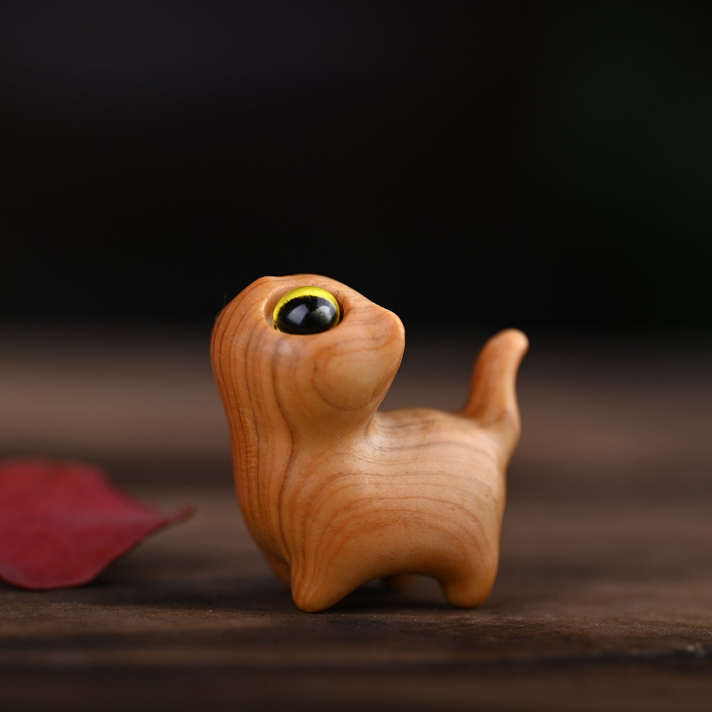 Curious Cat Carving, Guaiac wood/ Rosewood 😻