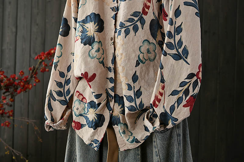Loose Artistic Floral Shirt