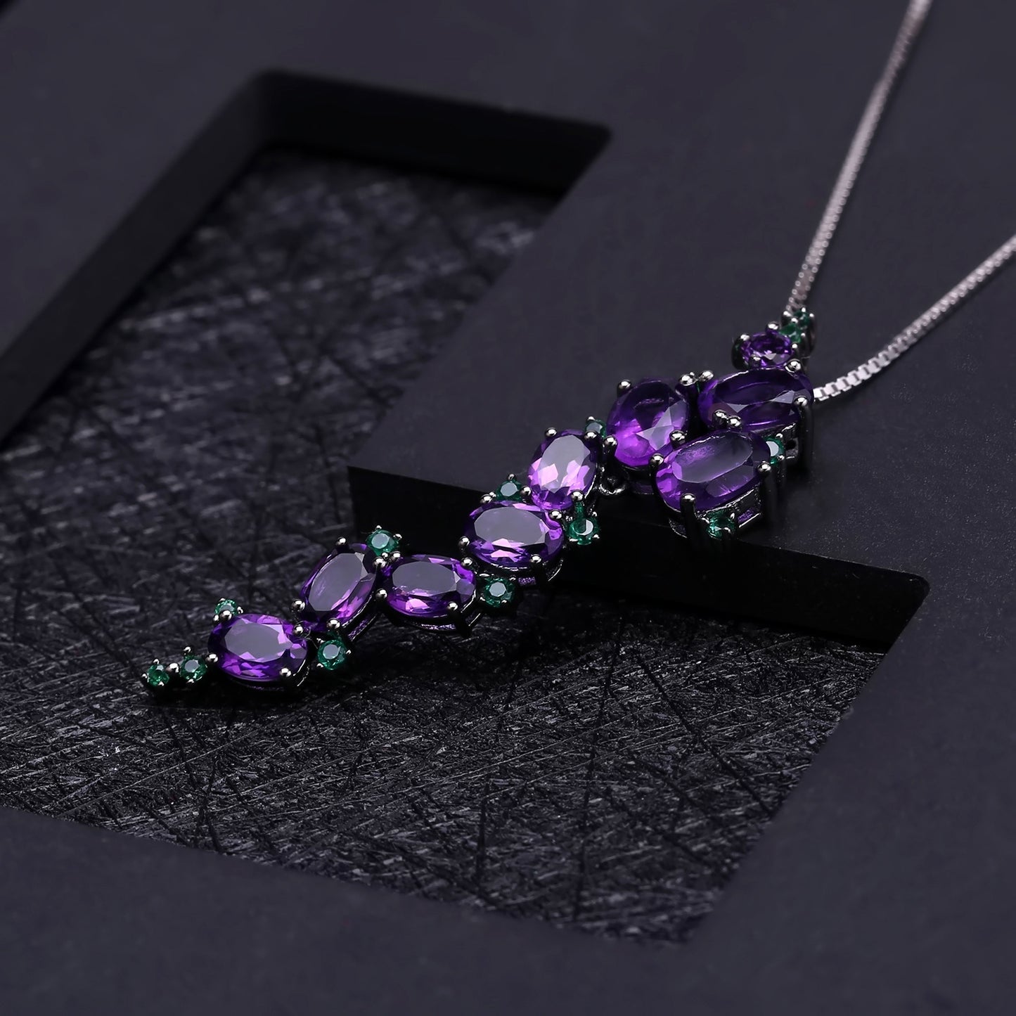 Handmade Silver Inlaid Jewelry with Exaggerated Amethyst