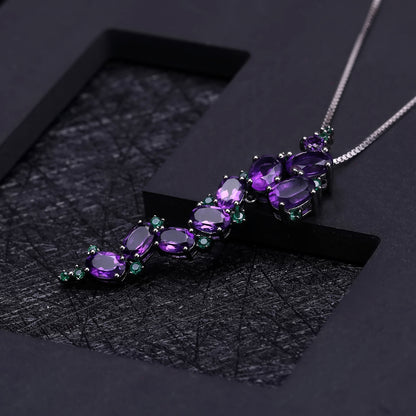 Handmade Silver Inlaid Jewelry with Exaggerated Amethyst