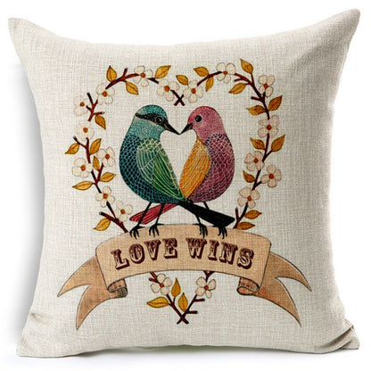 Linen Flower and Birds Cushions