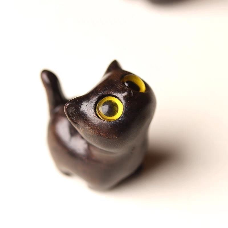 Curious Cat Carving, Guaiac wood/ Rosewood 😻
