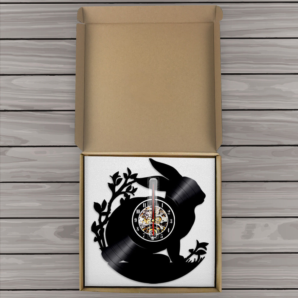 Vinyl Rabbit Wall Clock with LED Night Light
