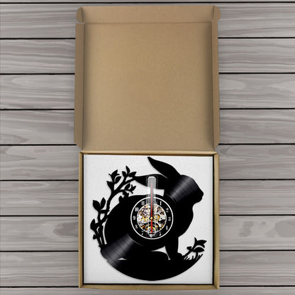 Vinyl Rabbit Wall Clock with LED Night Light