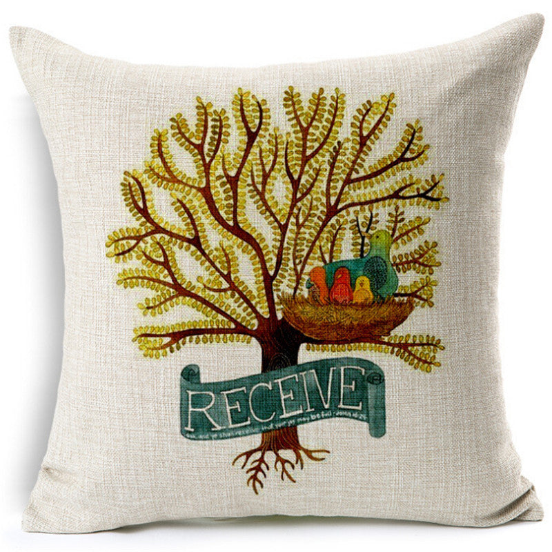 Linen Flower and Birds Cushions