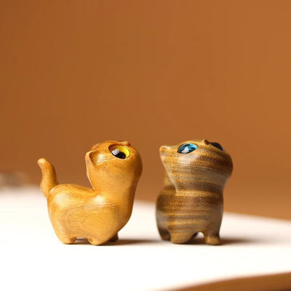 Curious Cat Carving, Guaiac wood/ Rosewood 😻