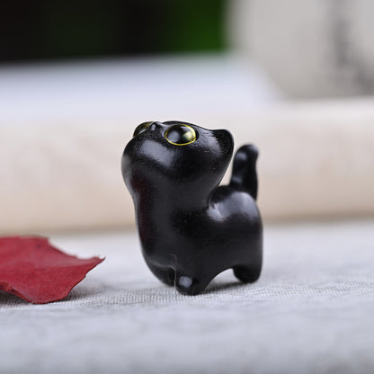 Curious Cat Carving, Guaiac wood/ Rosewood 😻