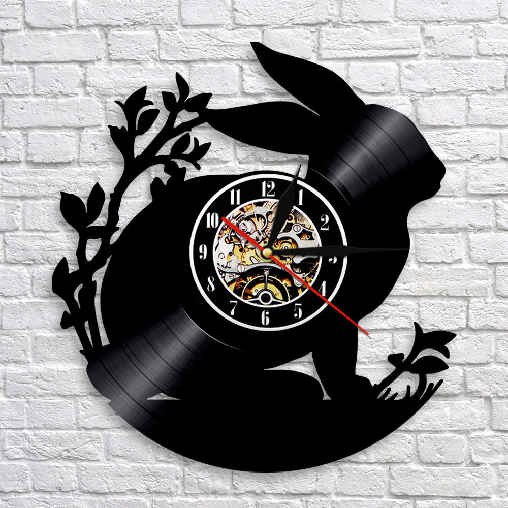 Vinyl Rabbit Wall Clock with LED Night Light