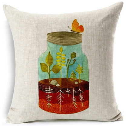 Linen Flower and Birds Cushions