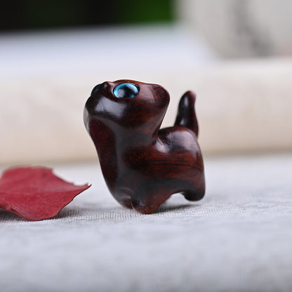 Curious Cat Carving, Guaiac wood/ Rosewood 😻