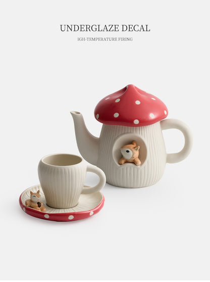 Mushroom Ceramic Tea Kettle Coffee Set