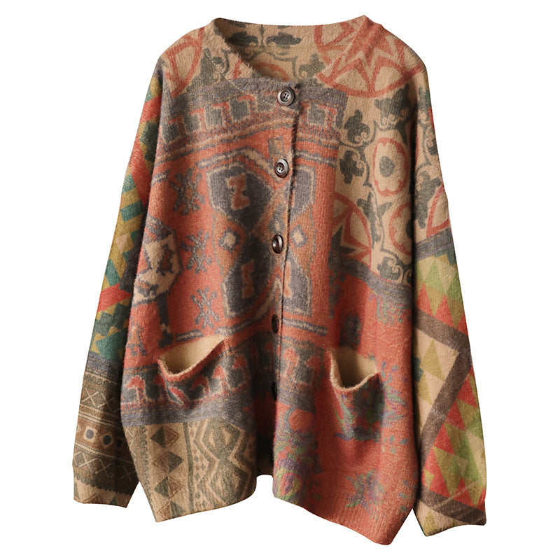 Colorful Geometry Long Sleeve Sweater