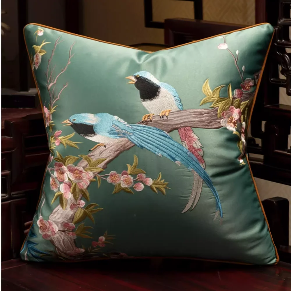 Luxurious Embroidered Cuckoo Pillow Case