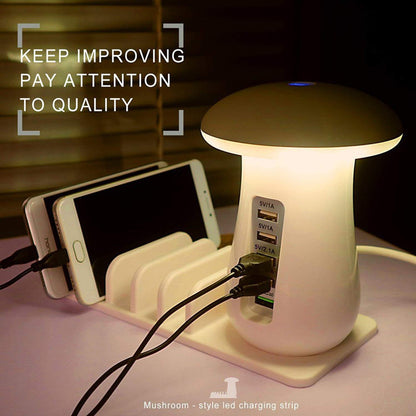 Mushroom LED Lamp Multi-USB Charger 🍄💡