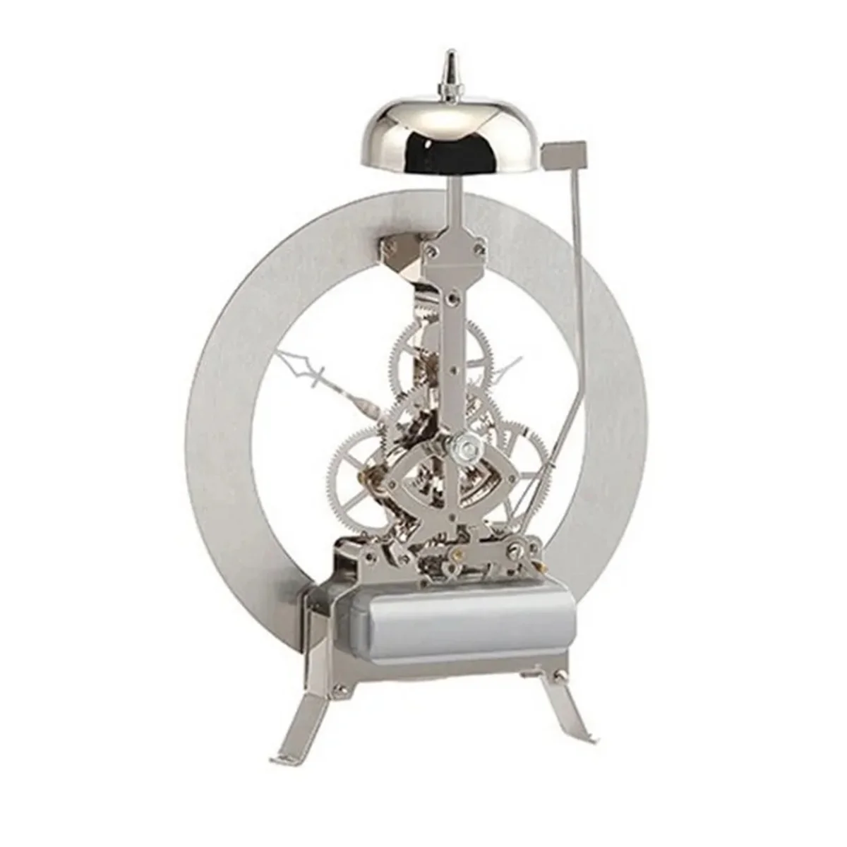 Open Mechanism Small Metal Table Clock