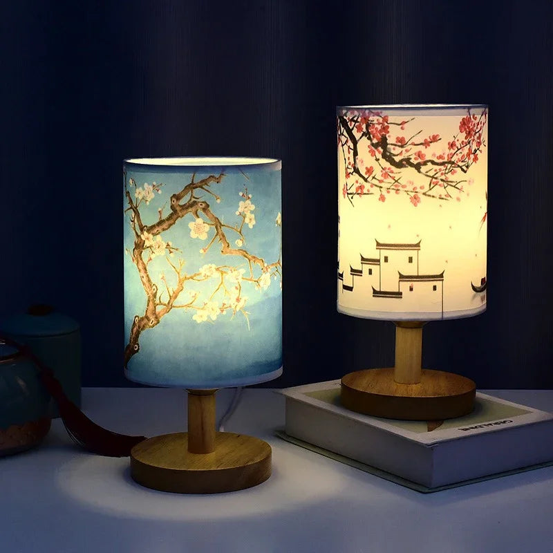 Plum Blossoms Textile Lampshades