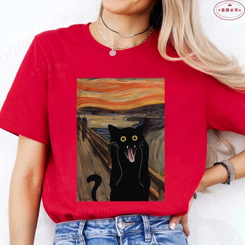 Cat "The Scream" 100% Cotton T-Shirt
