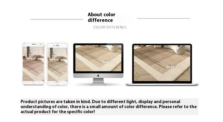 Comparison of color differences on various devices with text about lighting and display issues.