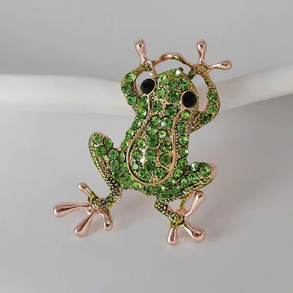 Green Crystal Frog Brooch