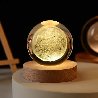 3D Solar System Crystal Ball With LED Base