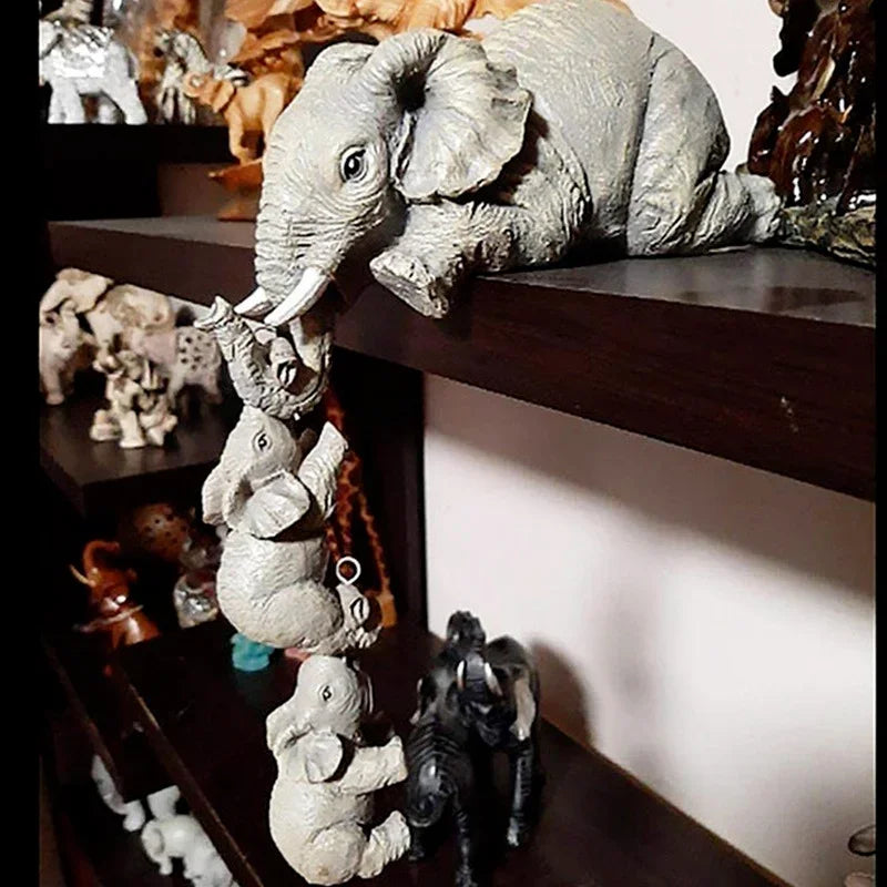 Elephant Family Resin Figurines (3 pcs)