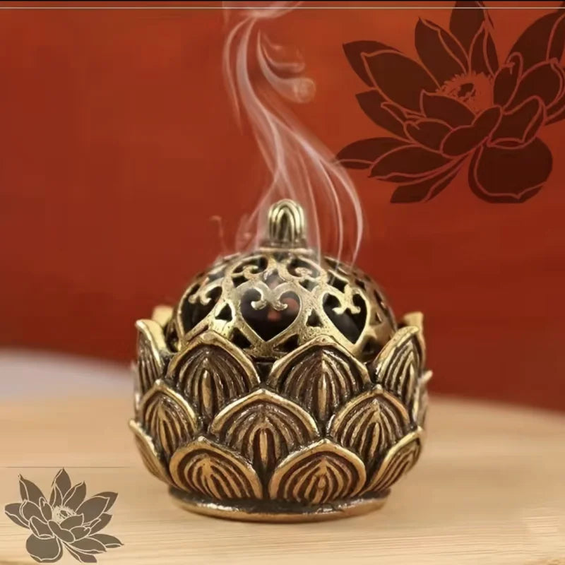 Stainless Steel Hollow Lotus Incense Burner