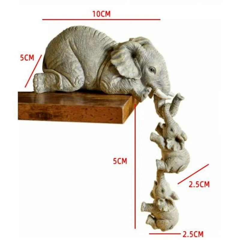 Elephant Family Resin Figurines (3 pcs)