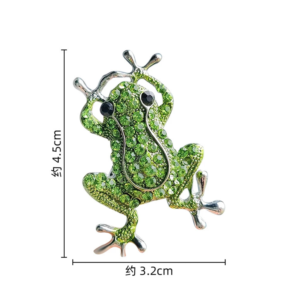Green Crystal Frog Brooch