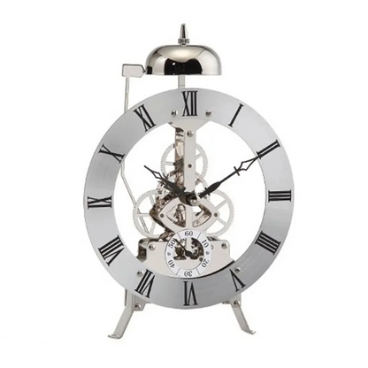 Open Mechanism Small Metal Table Clock