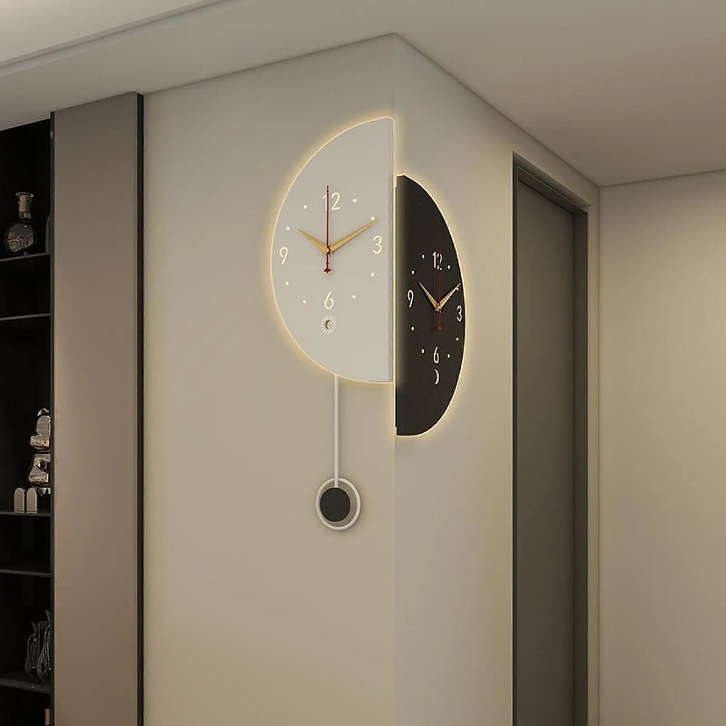 Double Sided Minimalist Corner Wall Clock