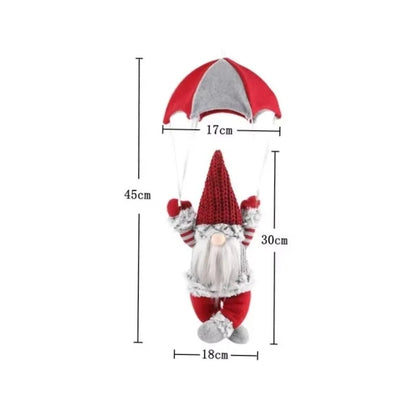 Measurement chart of a decorative gnome with an umbrella on a white background