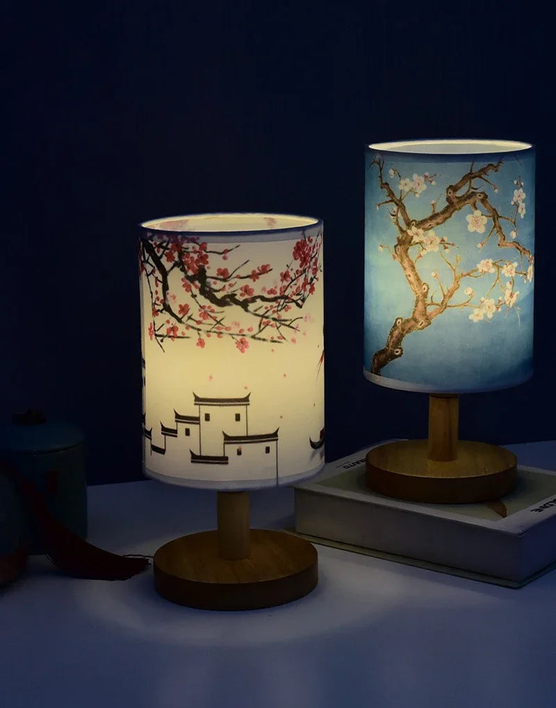Plum Blossoms Textile Lampshades