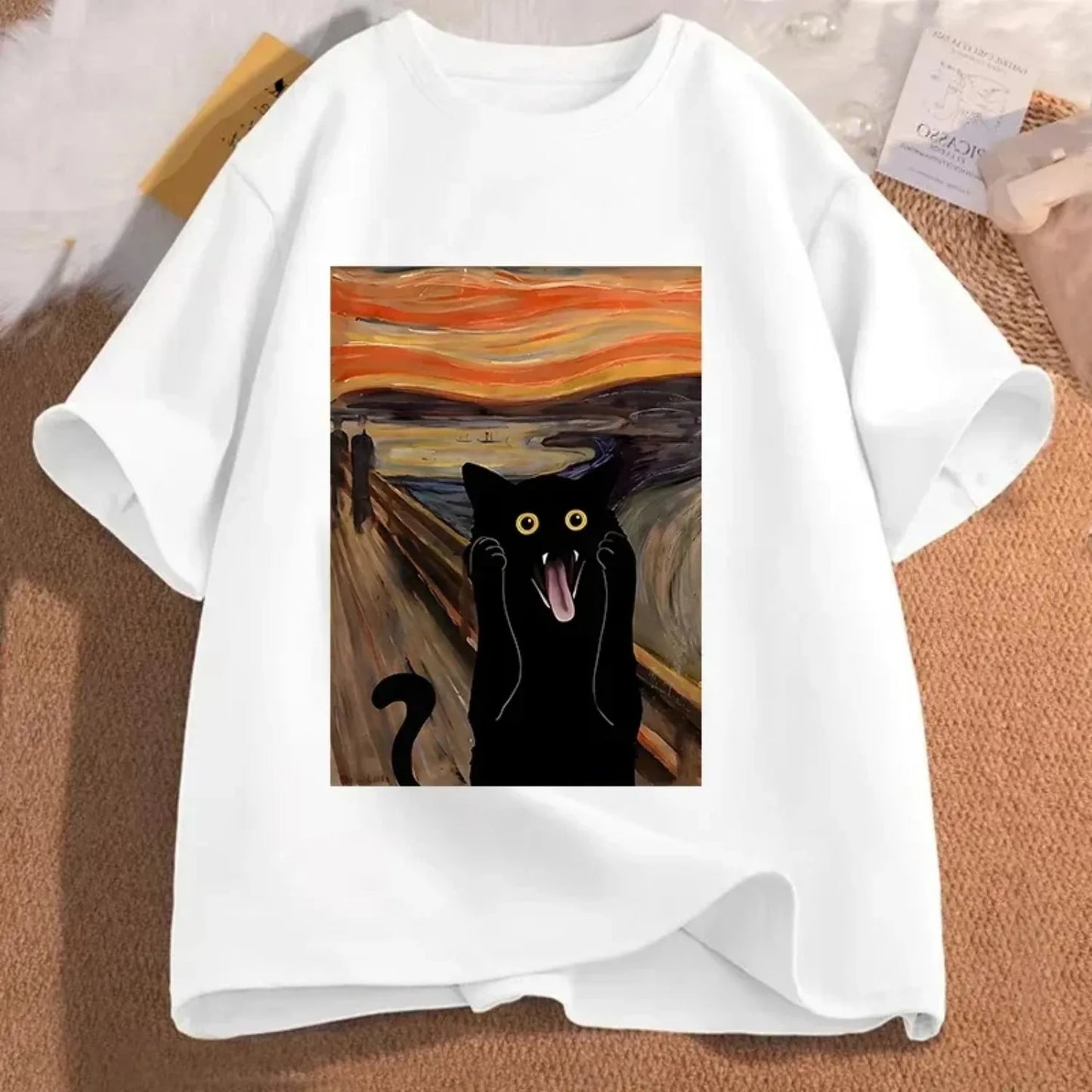 Cat "The Scream" 100% Cotton T-Shirt