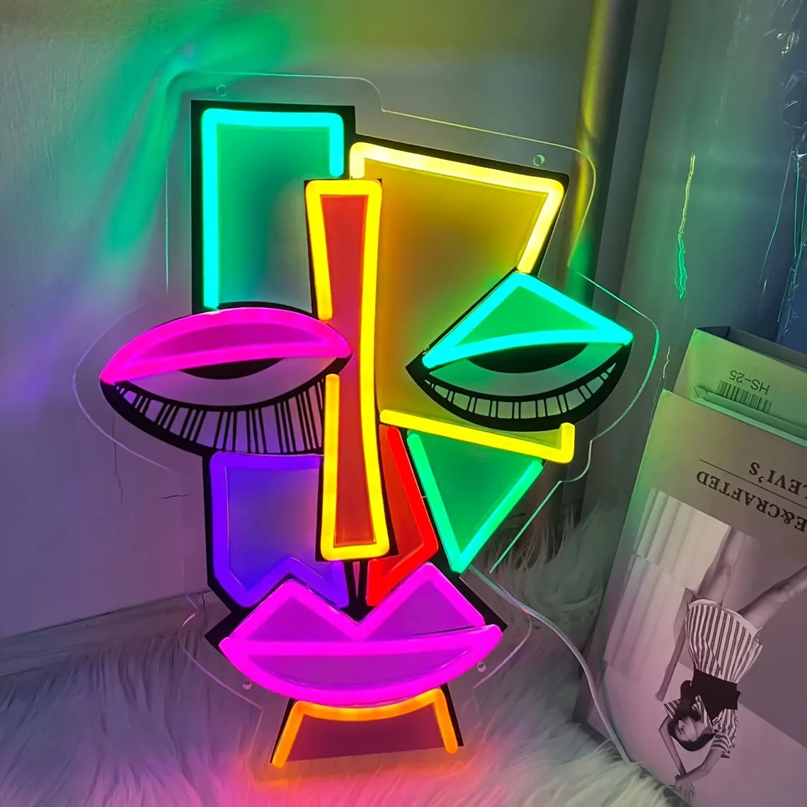 Abstract Face Neon Decor