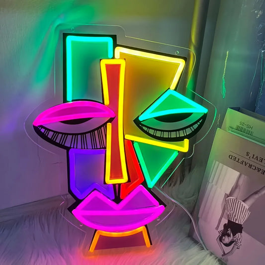 Abstract Face Neon Decor