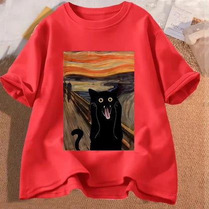 Cat "The Scream" 100% Cotton T-Shirt