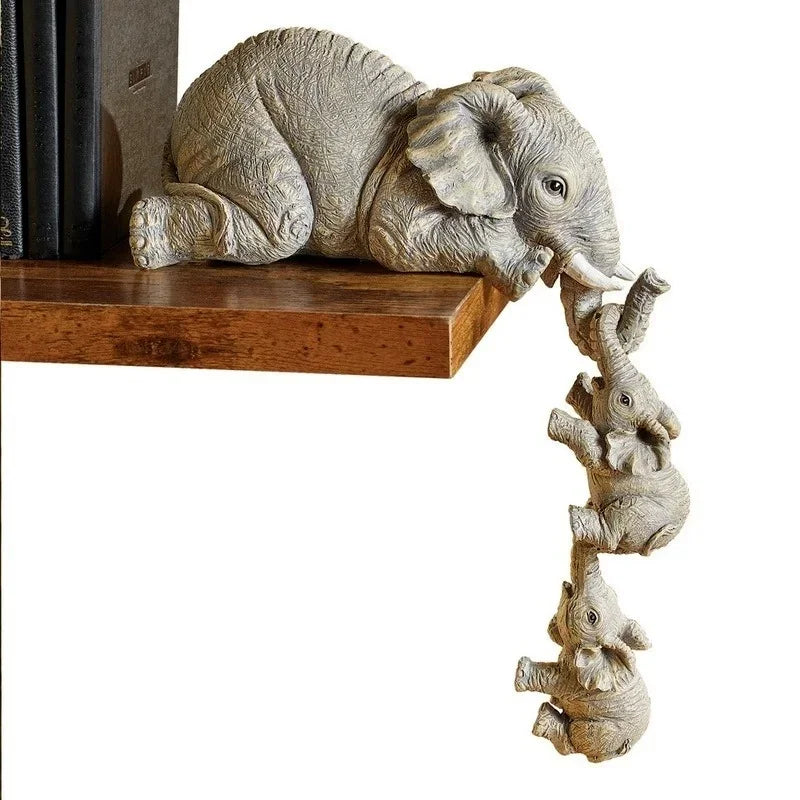 Elephant Family Resin Figurines (3 pcs)