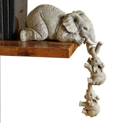 Elephant Family Resin Figurines (3 pcs)
