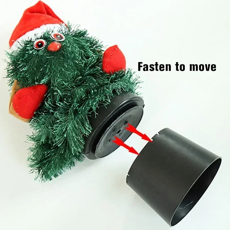 Christmas-themed toy with a black wheel mechanism on a white background