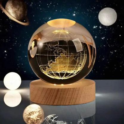 3D Solar System Crystal Ball With LED Base