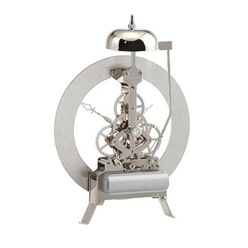 Open Mechanism Small Metal Table Clock