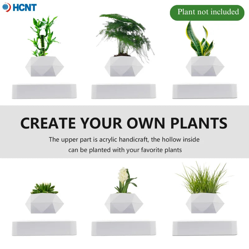 White Magnetic Levitation / Rotation Pot