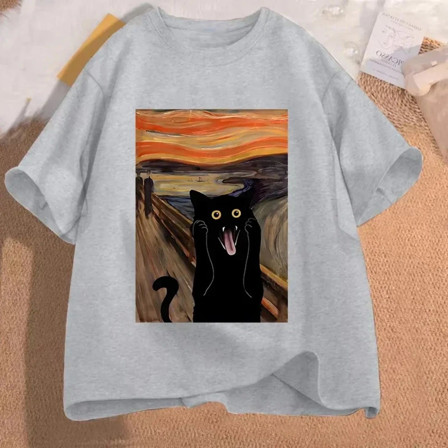 Cat "The Scream" 100% Cotton T-Shirt