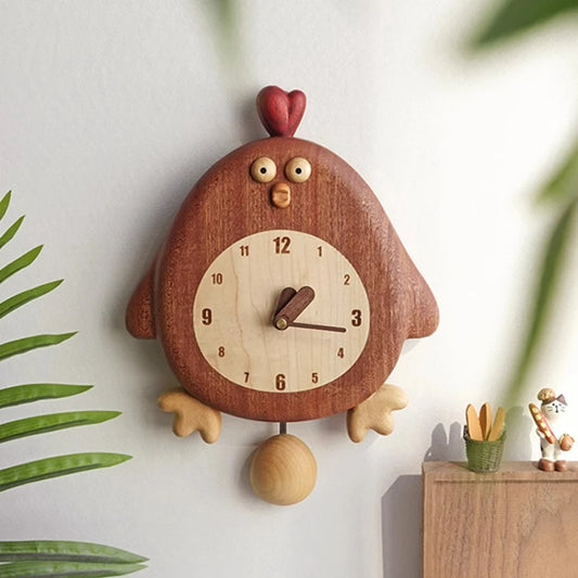Cockatoo Chicken Pendulum Wall Clock