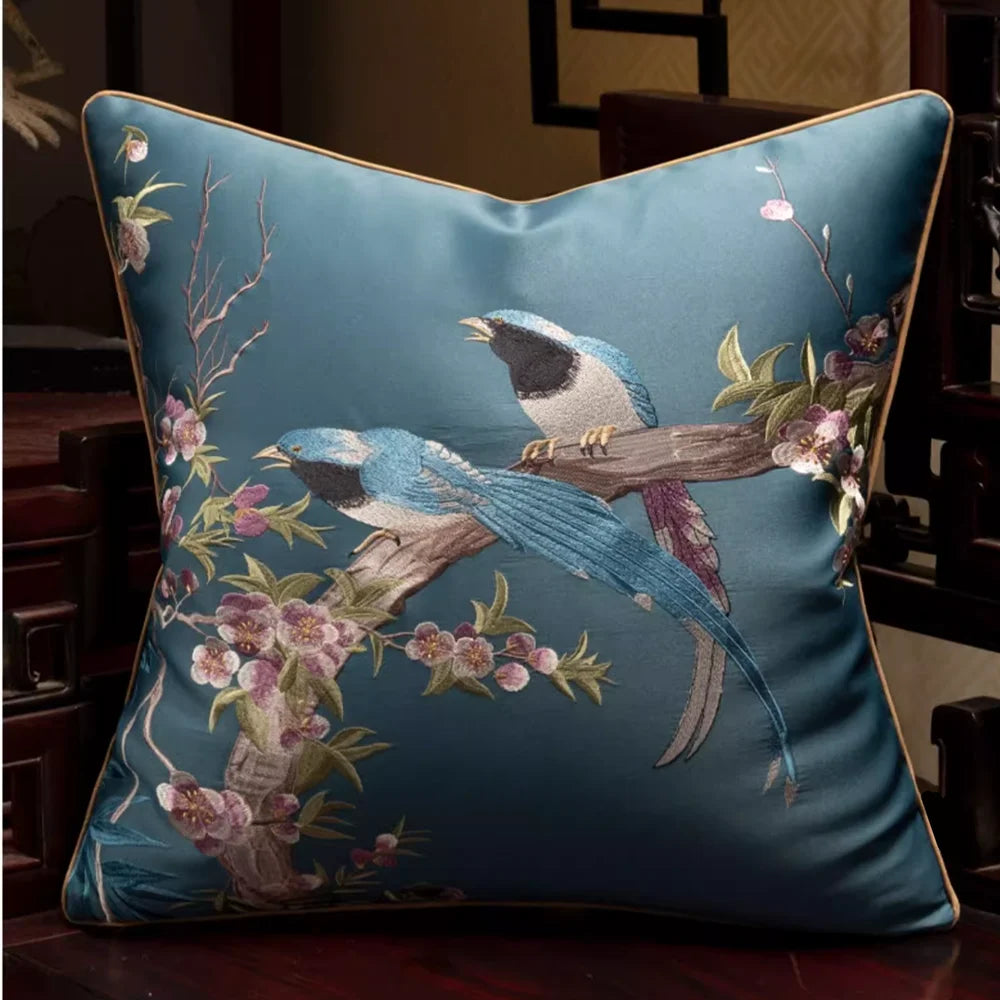 Luxurious Embroidered Cuckoo Pillow Case