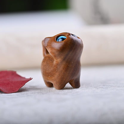 Curious Cat Carving, Guaiac wood/ Rosewood 😻