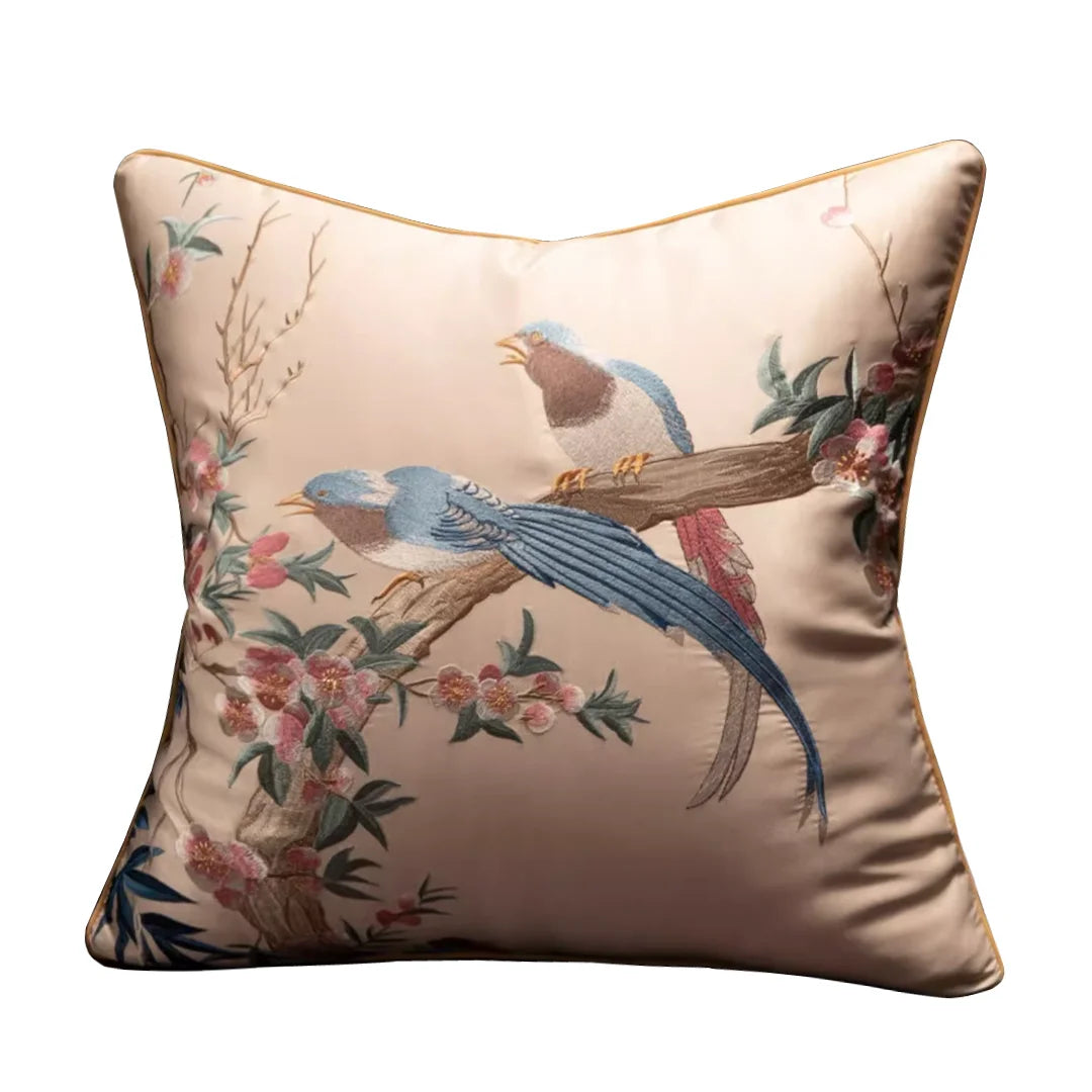 Luxurious Embroidered Cuckoo Pillow Case